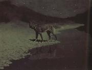 Frederic Remington Moonlight,Wolf (mk43) oil painting on canvas
